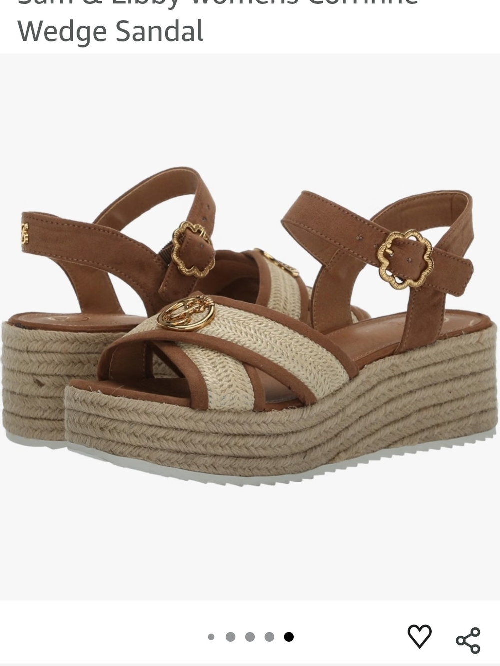 Sam & Libby Brown and Natural Corrinne Wedge Espadrille Sandals Size 8 EUC